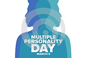 National Multiple Personality Day. March 5. Holiday concept. Template for background, banner, card, poster with text