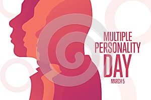 National Multiple Personality Day. March 5. Holiday concept. Template for background, banner, card, poster with text