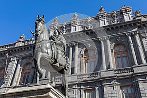 National Museum of Art and Statue of Charles IV El Caballito de TolsÃÂ¡ in Mexico City in Mexico City historic centre in Mexico photo