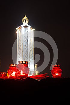 National Museum Holodomor victims Memoriall or Commemoration of Famines` Victims in Ukraine at night light during