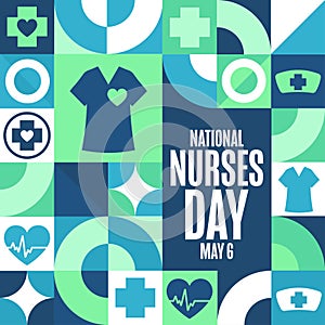 National Nurses Day. May 6. Holiday concept. Template for background, banner, card, poster with text inscription. Vector