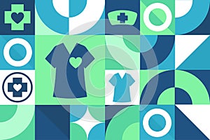 National Nurses Day. May 6. Seamless geometric pattern. Template for background, banner, card, poster. Vector EPS10