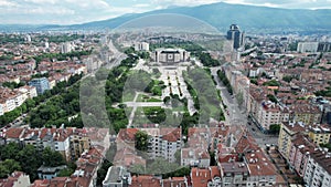 The National Palace of Culture. Congress Centre Sofia NDK. Aerial view video at 4k quality