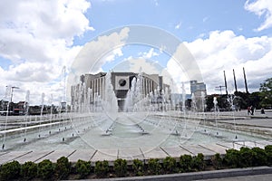 National palace of culture  NDK  with fountains in front, in Sofia, Bulgaria