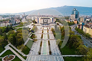 Aerial photo of National Palace of Culture in Sofia