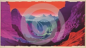 Colorful National Park Poster With Cave Design photo