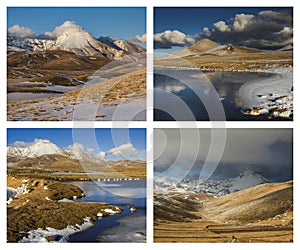 National park of Gran Sasso collage in winter season