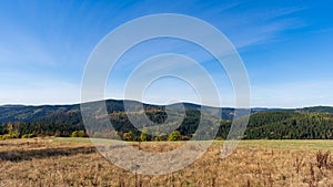 National Park Harz mountains aerial view in Sankt Andreasberg, Lower Saxony, Germany