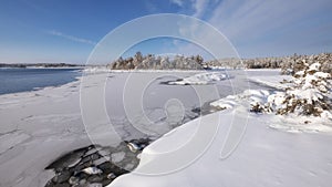 National Park Ladoga Skerries, in winter in Karelia.