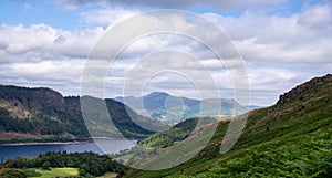 National Park Lake District, Helvellyn Hills, view while climbing Lake Thirlmere and Red Tarm, crossing Striding Edge and Swirral