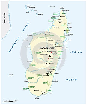 National park map of the African island nation of Madagascar photo
