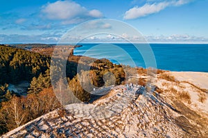 National park Sand dunes Curonian Spit from above Kaliningrad Russia, aerial top view