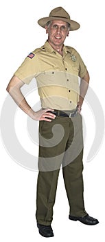 National Park Service Forest Ranger Smiling Isolated
