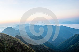 In national park Thailand.Mountain and blue sky.Cloudy and trees