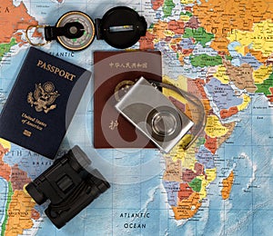 National passports with other travel items