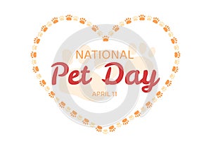 National Pet Day on April 11 Illustration with Cute Pets of Cats and Dogs for Web Banner or Landing Page in Cartoon Hand Drawn