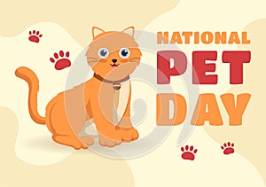 National Pet Day on April 11 Illustration with Cute Pets of Cats and Dogs for Web Banner or Landing Page in Cartoon Hand Drawn