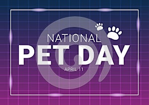 National Pet Day on April 11 Illustration with Cute Pets of Cats and Dogs for Web Banner or Landing Page in Cartoon Hand Drawn