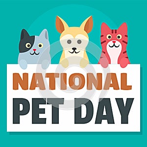 National pet day concept background, flat style