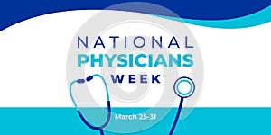 National physicians week. Vector banner, poster, flyer, greeting card for social media with text National physicians week.