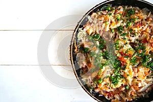 National polish dish bigos in the pan