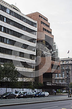 The National Radio building in Belgrade is bombed by US aircraft. Serbia