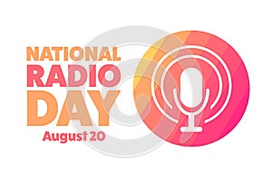 National Radio Day. August 20. Holiday concept. Template for background, banner, card, poster with text inscription