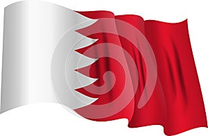 National Red and white flag of the Kingdom of Bahrain. Waving banner. Vector Illustration. EPS10