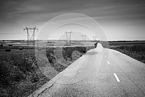 Rural area crossed by a high voltage line photo