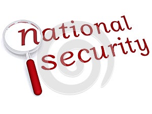 National security with magnifying glass