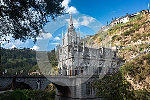The National Shrine Basilica of Our Lady of Las Lajas over the GuÃÂ¡itara River photo