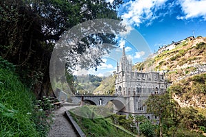 The National Shrine Basilica of Our Lady of Las Lajas over the GuÃÂ¡itara River photo