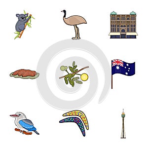 National symbols of australia. Web icon on Australia theme.Australia icon in set collection on cartoon style vector photo