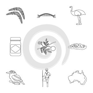 National symbols of australia. Web icon on Australia theme.Australia icon in set collection on outline style vector photo