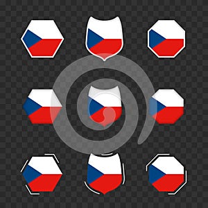 National symbols of Czech Republic on a dark transparent background, vector flags of Czech Republic