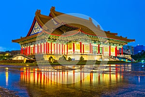 National Theater and Concert Hall at twilight, Taipei, Taiwan.