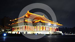 National Theater Hall of Chiang Kai-Shek Memorial Hall at night in Taipei, Taiwan