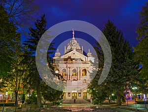 National Theater in Kosice at twilight, Slovakia