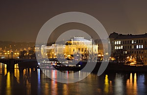 The National Theater in Prague city by night