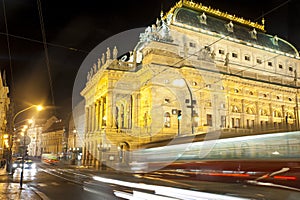 National theater in Prague at night