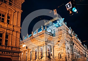 National Theatre in Prague at night , Czechia