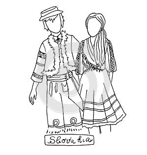 The national traditional ethnic costume for men and woman of the country