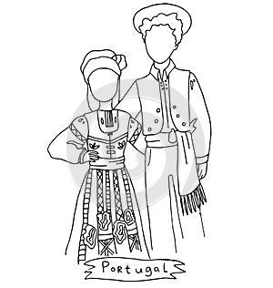 Tradiční etnický kostým muži a žena z země 