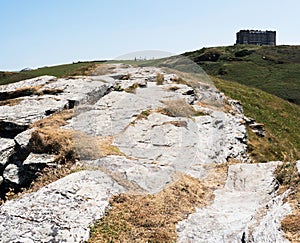 National Trust - View on Camelot Castle, Glebe Cliff, Tintagel, Cornwall, England