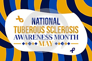 National Tuberous Sclerosis Awareness Month backdrop with ribbons and typography