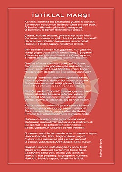 National Turkish istiklal marsh as independence anthem vector poster with text