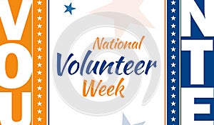 National Volunteer Week backdrop design with side borders, shapes and text