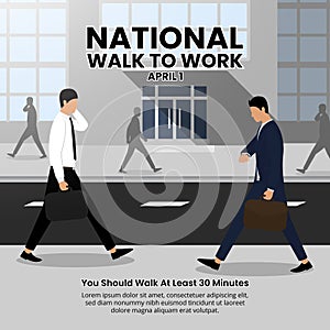 National Walk to work background design with people walking on the street going to work