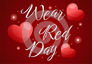 National Wear Red Day on February 7th Template Hand Drawn Cartoon Flat Illustration to inform Women Heart Disease Design