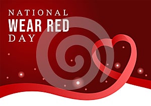 National Wear Red Day on February 7th Template Hand Drawn Cartoon Flat Illustration to inform Women Heart Disease Design